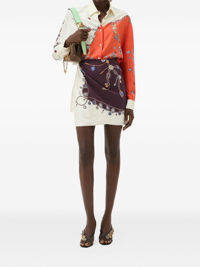 Versace Wrap Scarf Printed Skirt