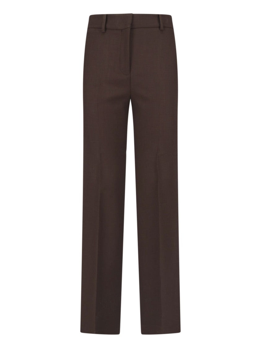 Incotex Brown Tailored Straight-Leg Virgin Wool Pants