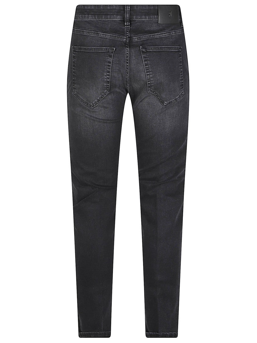 Pt Torino Dark Grey Indie Slim-Fit Tapered Denim Jeans