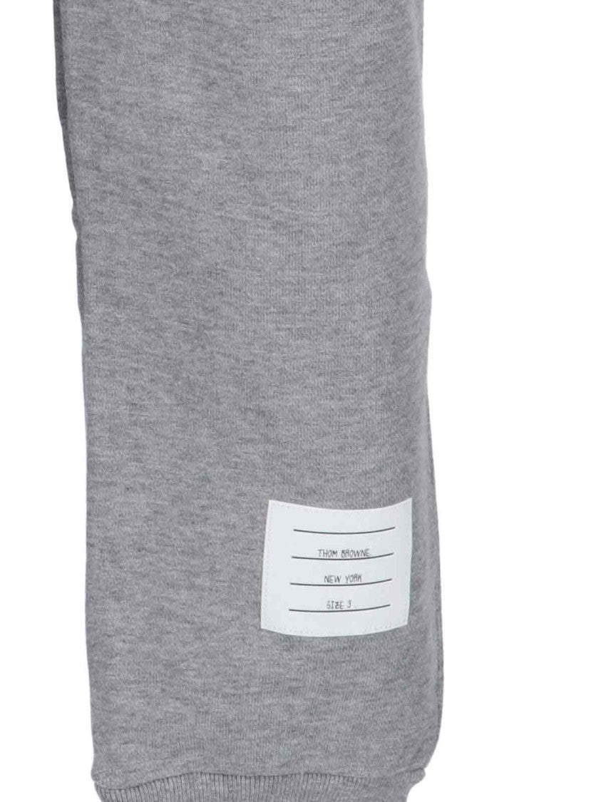 Thom Browne Relaxed Fit Heather Grey Trousers With Distinctive Stripes