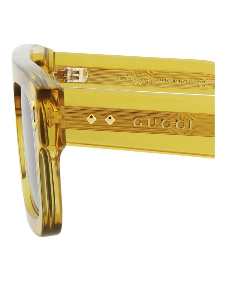 Gucci Square-Frame Acetate Sunglasses In Translucent Yellow