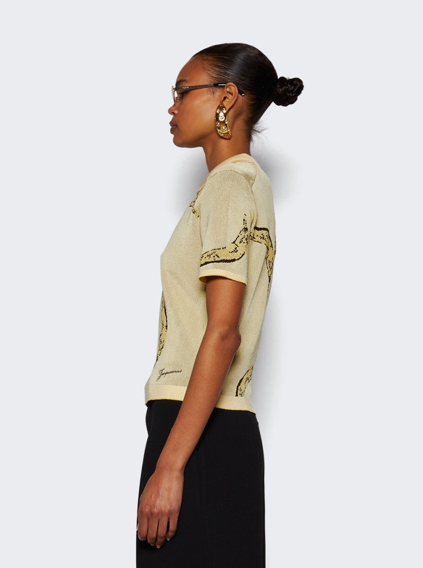 Jacquemus Marino Polo Shirt Banana Jacquard Yellow