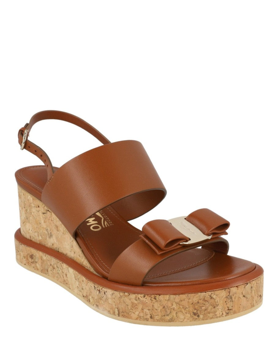 Ferragamo Giudith Leather Wedge Sandals