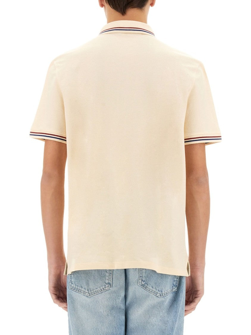 Valentino Subtle Striped Cotton Polo Shirt