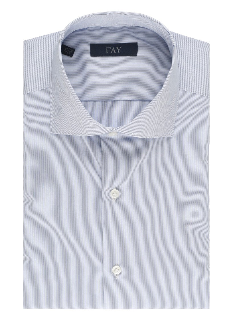Fay Blue Striped Cotton Casual Shirt