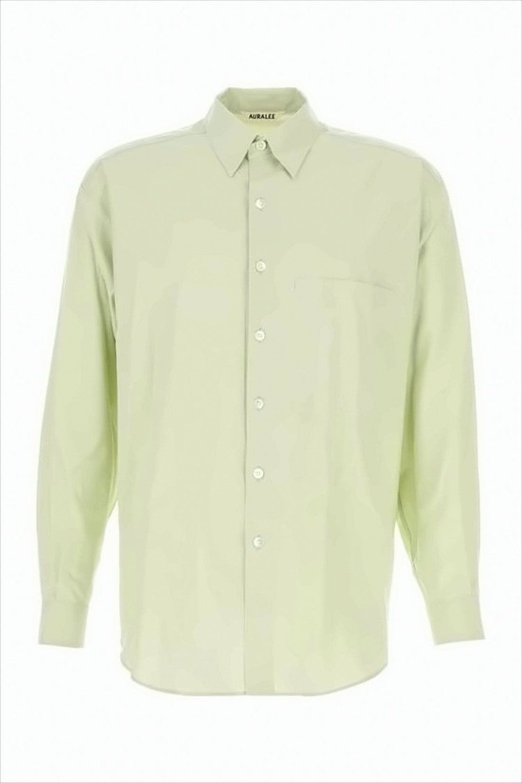 Auralee Classic Green Long-Sleeve Shirt With Button-Down Front