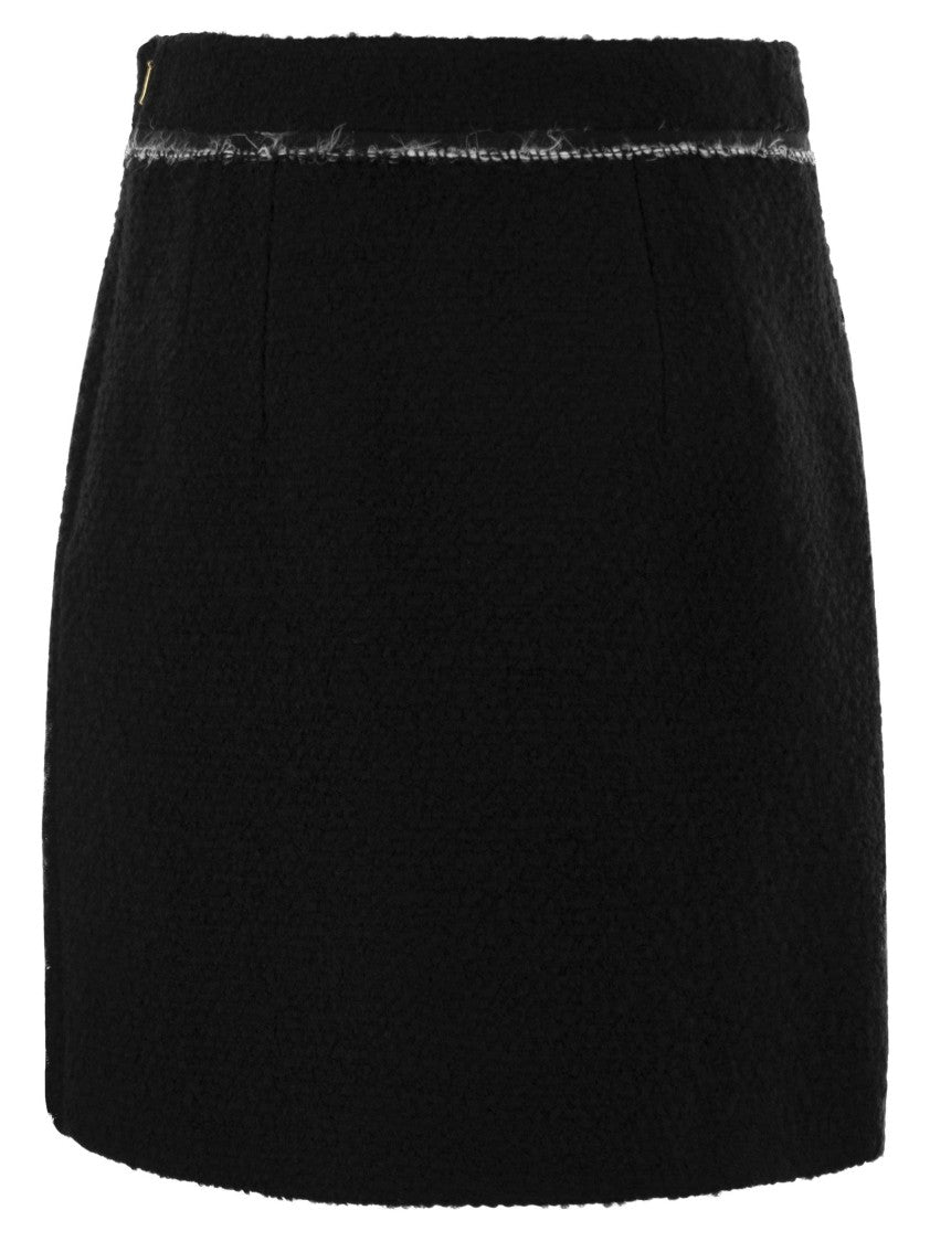 Fay Short Boucle Wool Skirt With Flap Pockets