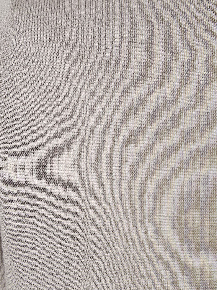 Lardini Short-Sleeved Crew Neck Cotton Sweater With Ribbed Cuffs