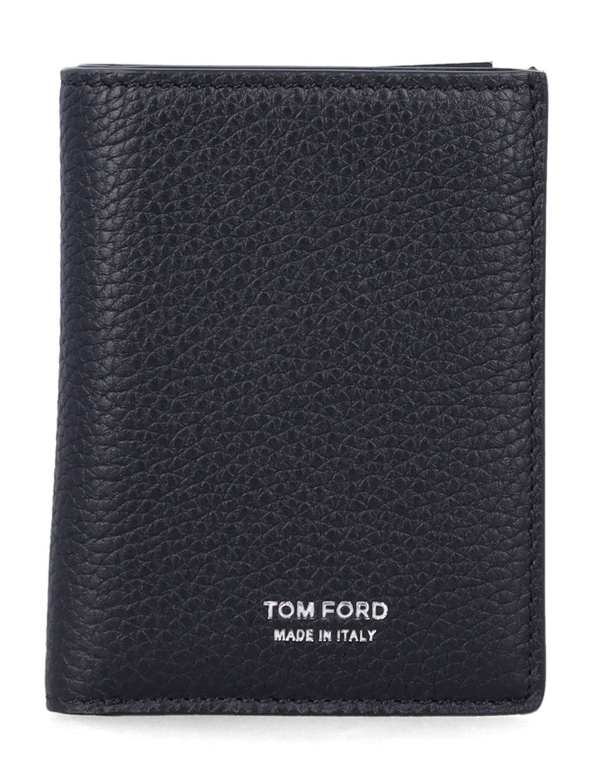 Tom Ford Soft Grain Leather T-Line Hammered Bifold Card Holder