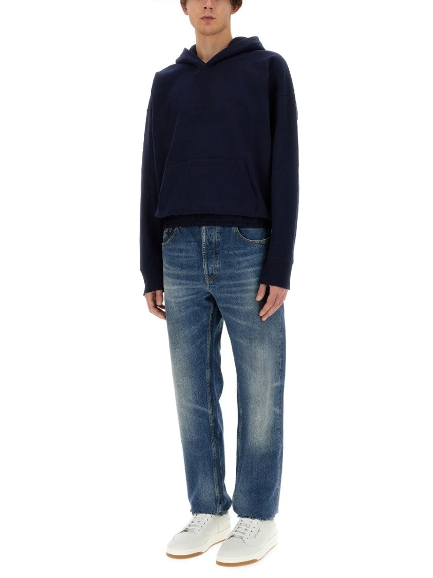 Saint Laurent Relaxed Fit Deep Navy Hoodie
