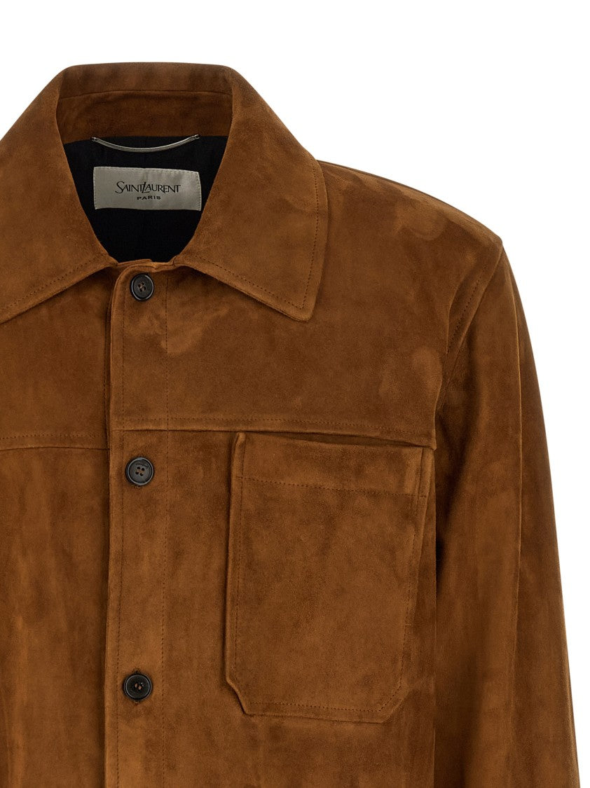 Saint Laurent Refined Suede Overshirt With Structured Design