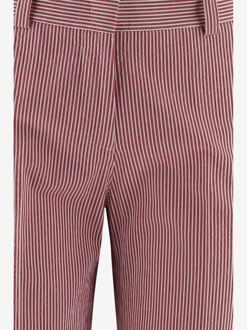 Ql2 Cotton Blend Pants With Striped Pattern