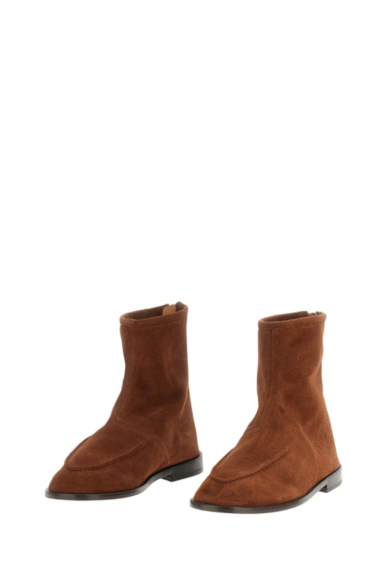 Hereu Soft Suede Ankle Boots With Seam Detail And Back Zip