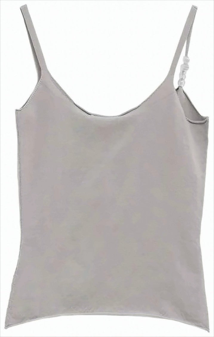 Paloma Wool Minimalist Grey Sleeveless Top With Gathered Detail