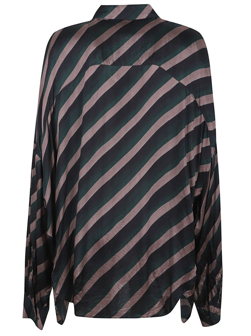Dries Van Noten Relaxed Fit Striped Shirt In 605 Bottle Hue