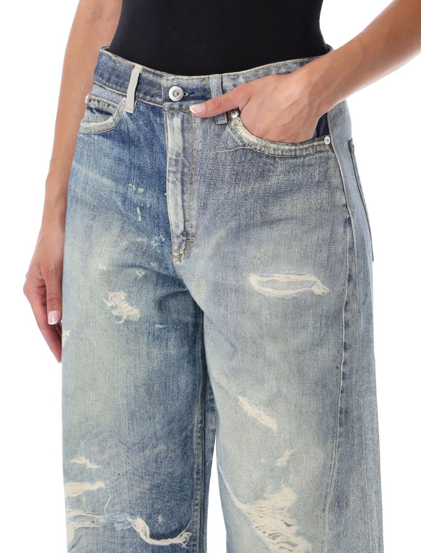 Our Legacy Full Cut Denim Pants With Digital Print Effect