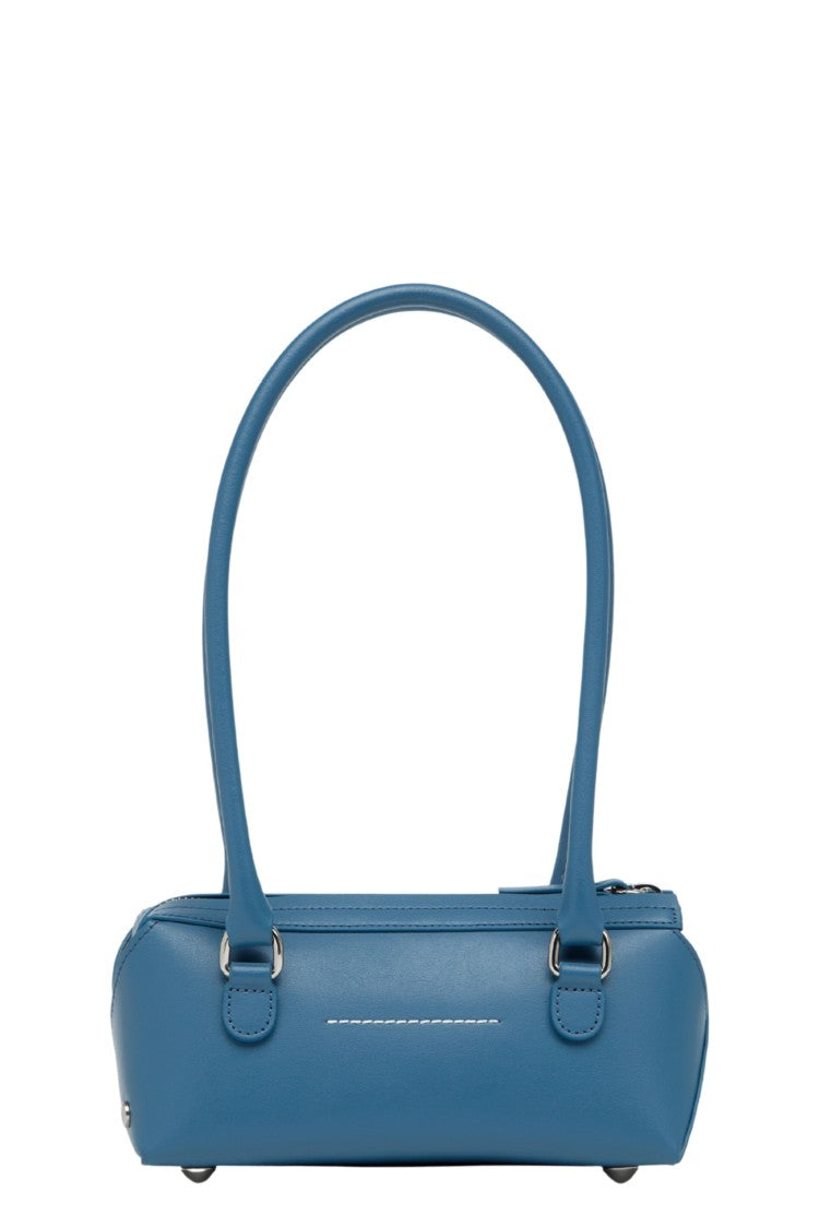 Mm6 By Maison Margiela Blue New Bauletto J Mini Double Top Handle Leather Shoulder Bag