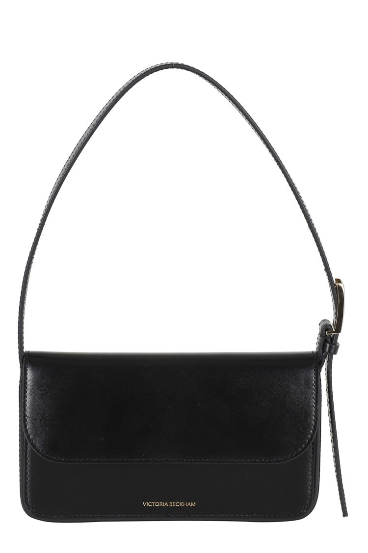 Victoria Beckham Black Dorian Pocket Magnetic Logo-Strap Leather Shoulder Bag