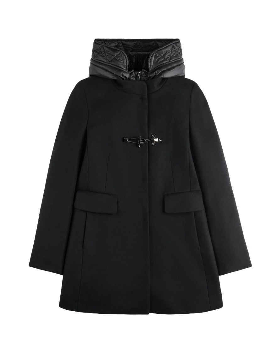 Fay Double-Breasted Toggle Coat With Quilted Hood Lining