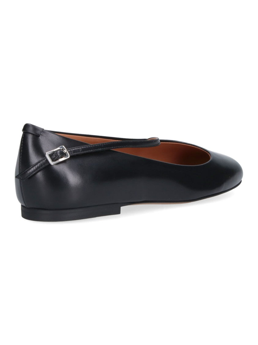 Jil Sander Black Elyss Round Toe Ballerina Flats
