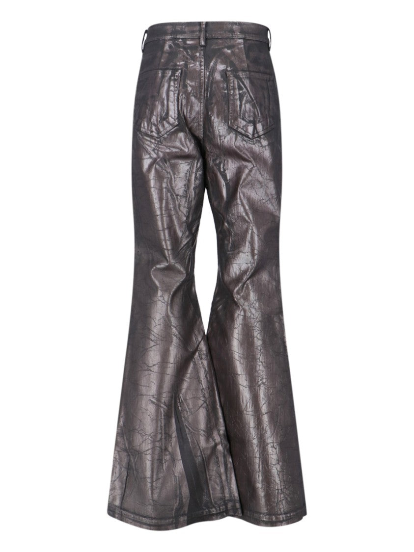 Drkshdw By Rick Owens High-Waisted Bootcut Jeans With Worn Finish