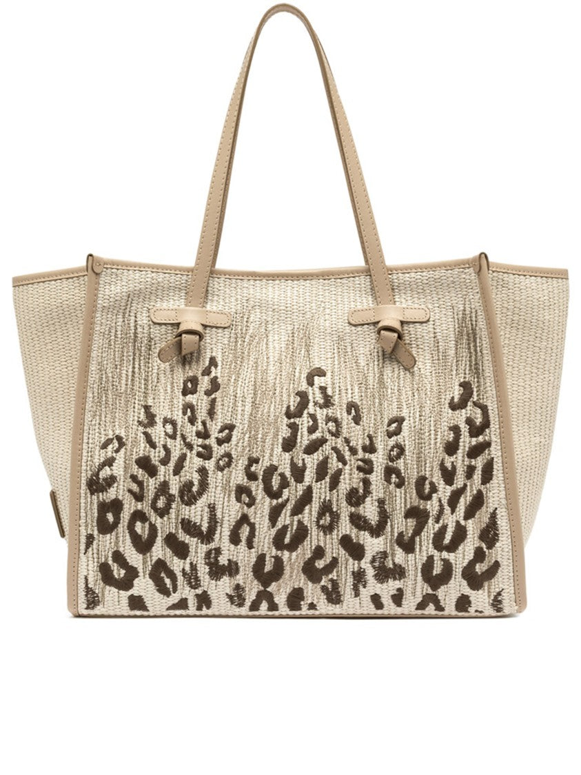 Gianni Chiarini Marcella Abstract Leopard Print Woven Tote