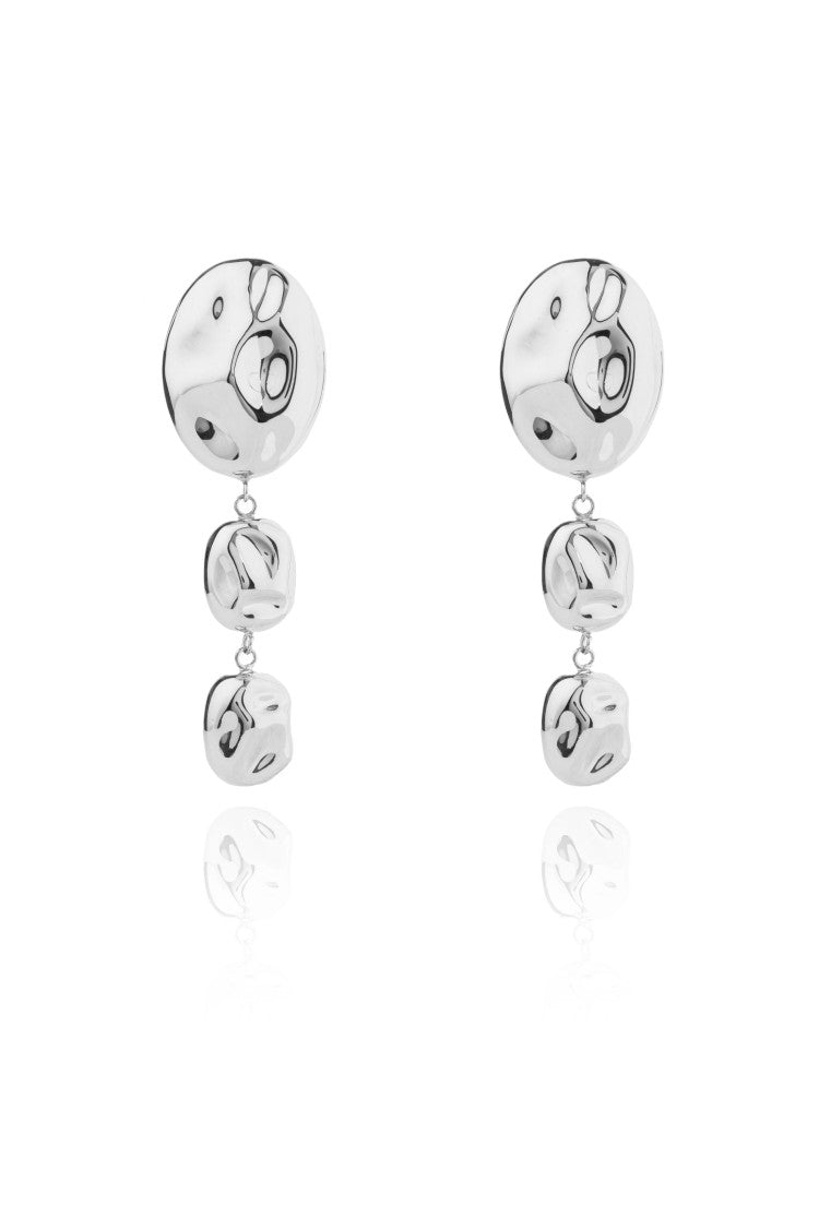 Federica Tosi Silver Stone Platinum-Plated Bronze Earrings