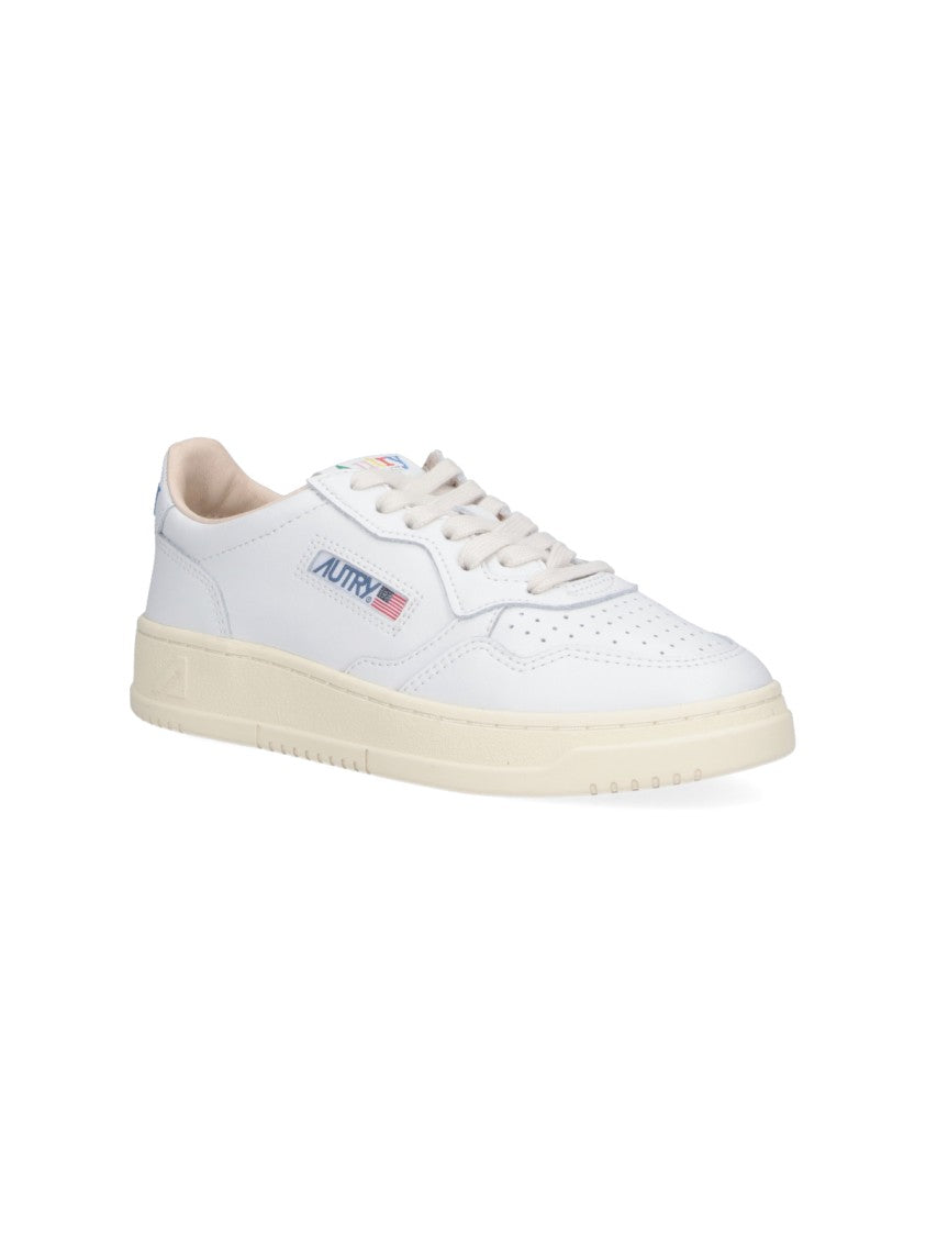 Autry White Leather Low-Top Sneakers With Vintage Perforated Detailing