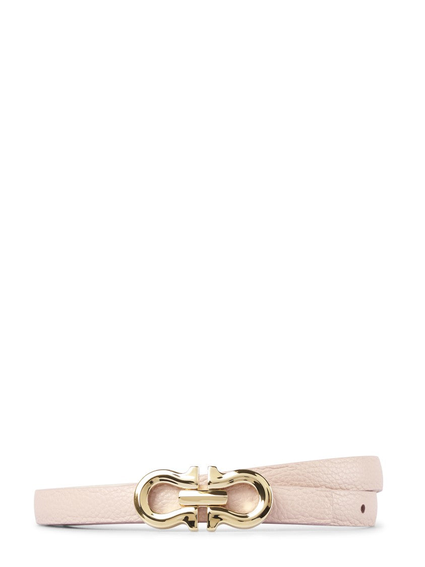 Ferragamo Textured Leather Belt With Interlocking Gold-Tone Buckle