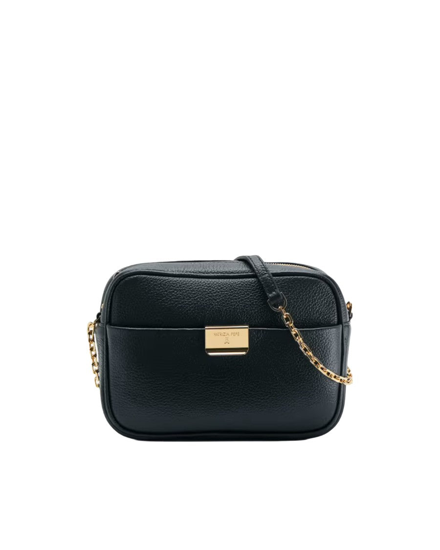 Patrizia Pepe Black All Day Textured Calf Leather Bag