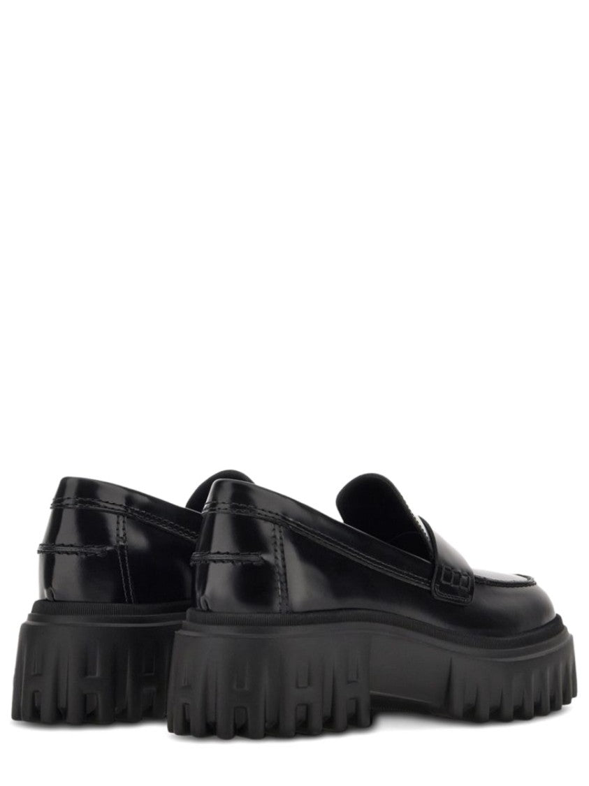 Hogan Black Penny Strap Calfskin Loafers