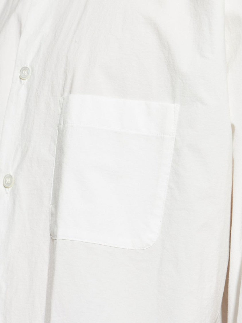 Homme Plissé Issey Miyake White Cotton Shirt With Front Button Fastening