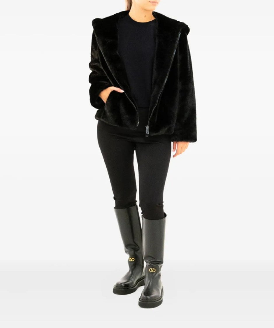 P.A.R.O.S.H. Plush Black Faux Fur Jacket