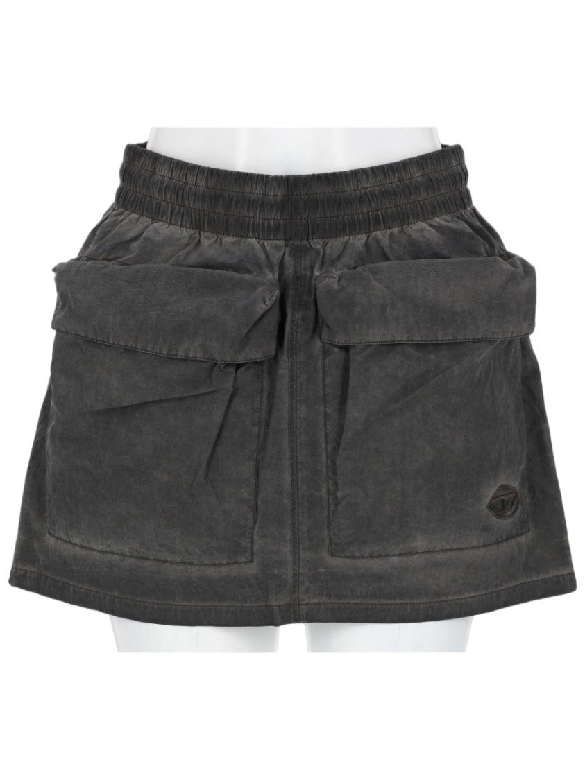 Diesel Black Nylon Cotton Flap Mini Skirt