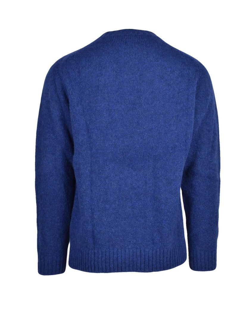 Filippo De Laurentiis Crew Neck Sweater In Royal Blue Alpaca Blend