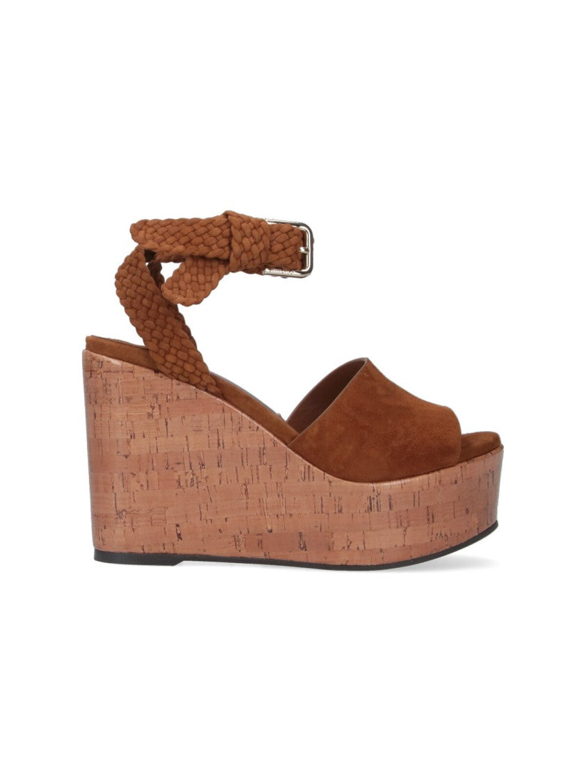 Jimmy Choo "Jori 100" Wedge Sandals – Brown