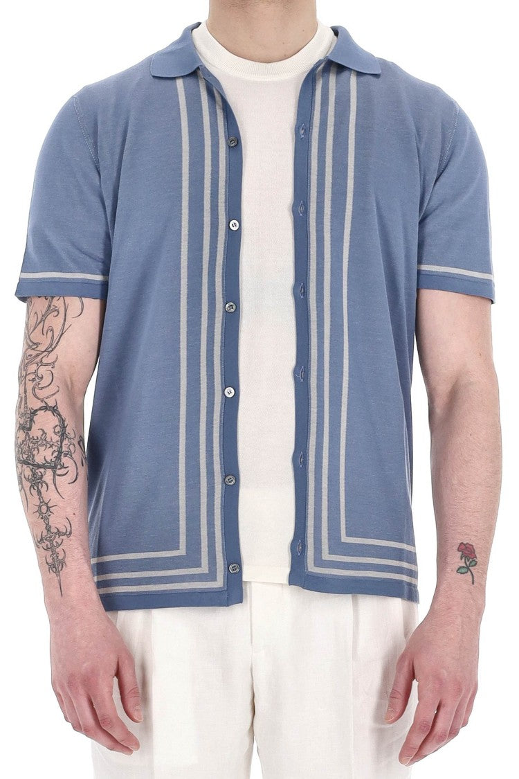 Drumohr Vertical Stripe Cotton Polo-Shirt