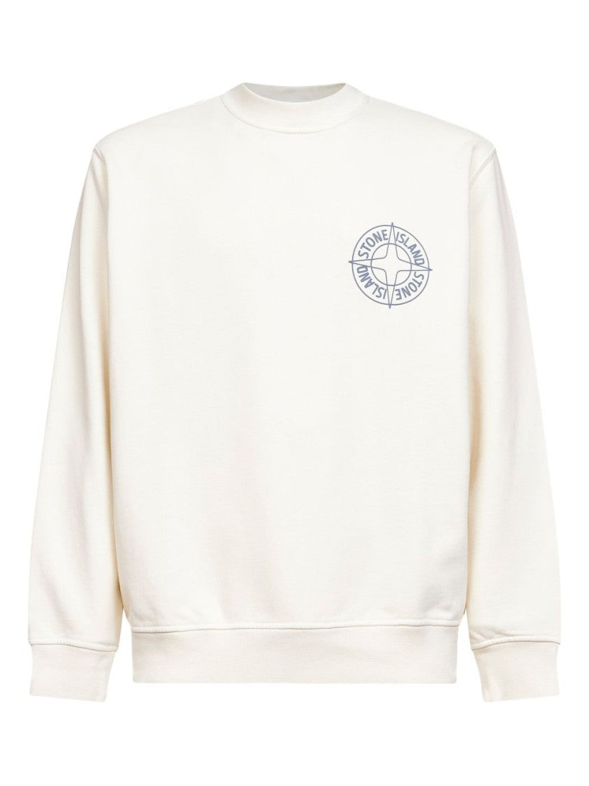 Stone Island Ivory Cotton Crew Neck Sweatshirt