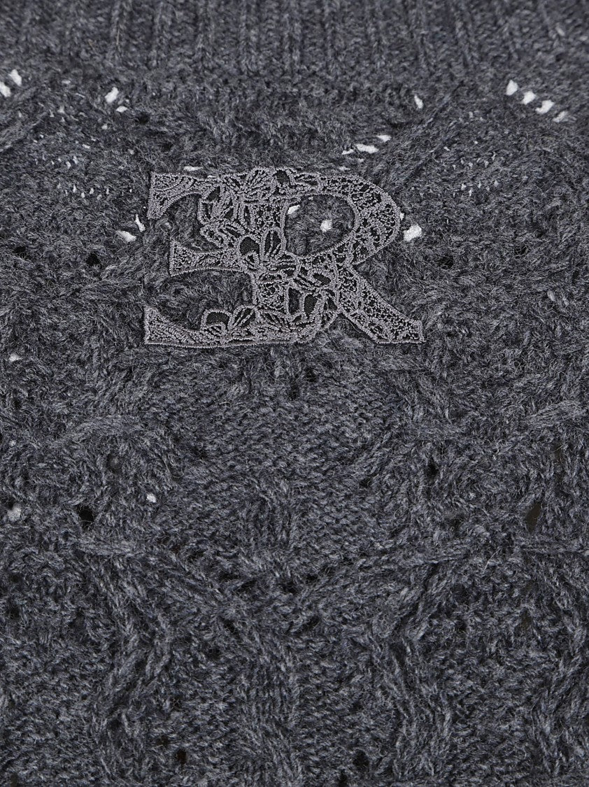 Ermanno Scervino Dark Grey Cable Knit Waistcoat