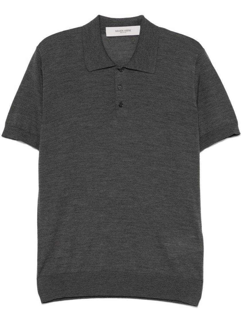 Golden Goose Classic Polo Grey T-Shirt In Virgin Wool