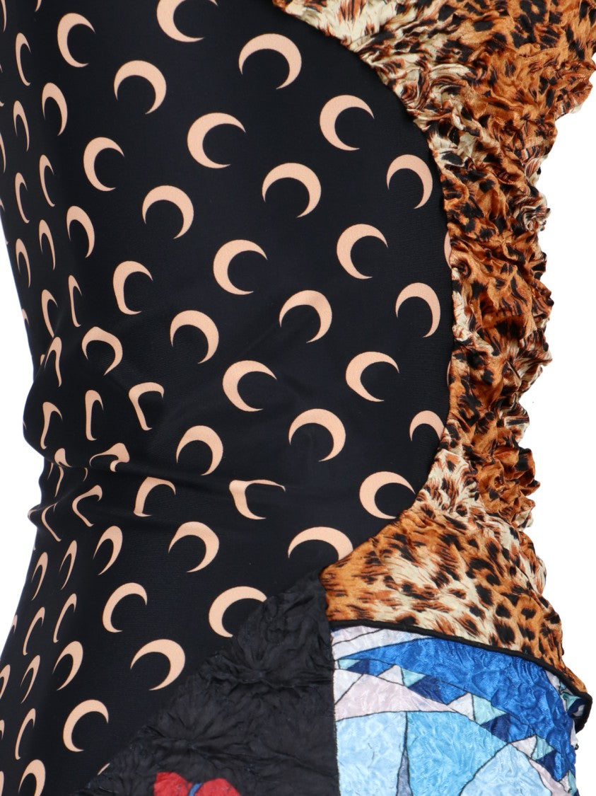 Marine Serre Multicolor Fabric Midi Dress