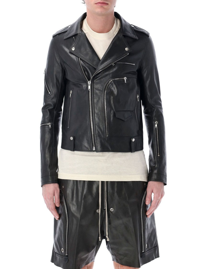 Rick Owens Bauhaus Stooges Leather Jacket With Wide Collar