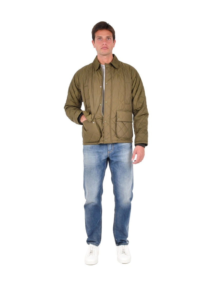Herno Military Green Quilted Jacket With Structured Collar