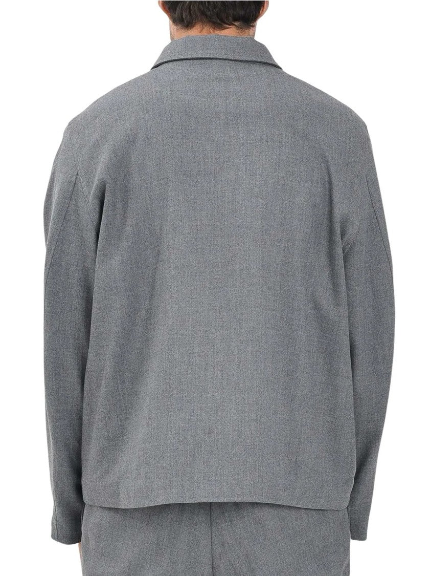 I M Brian Relaxed Fit Grey Jacket With Zip Closure And Classic Collar