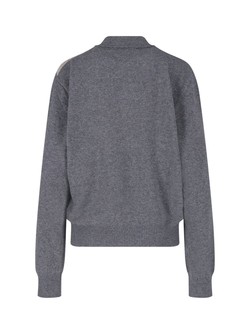 Róhe Wool Blend Polo With Classic Collar And Argyle Pattern