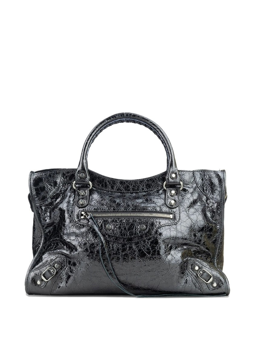 Balenciaga Black Le City Medium Textured Handbag
