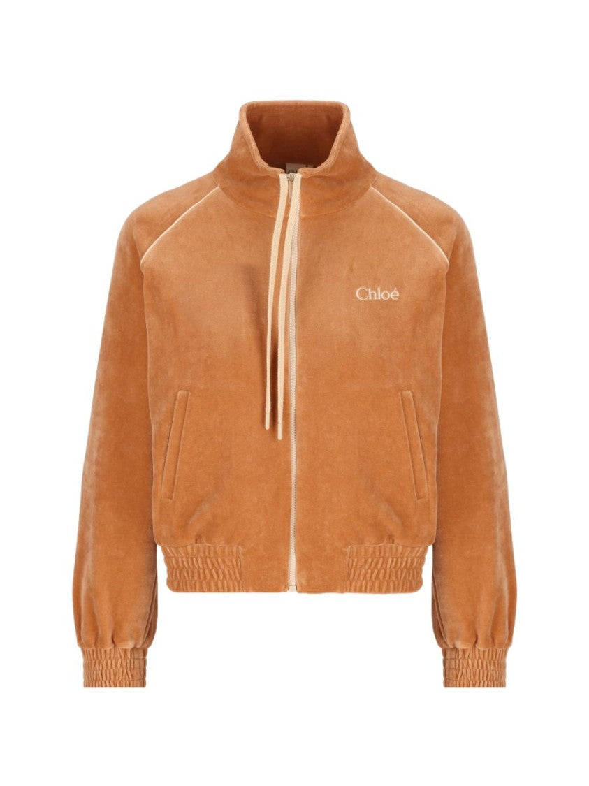 Chloé Black Cropped High Collar Velvety Sweater