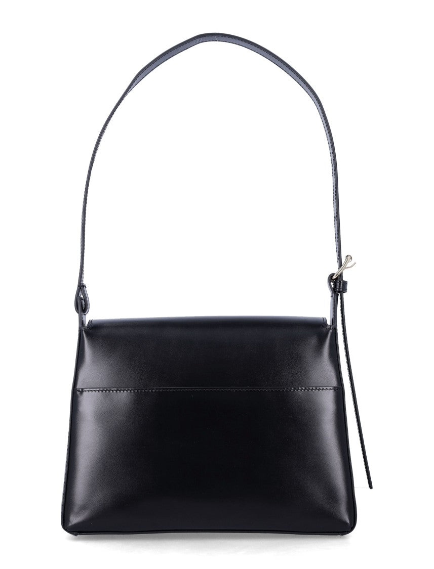 A.P.C. Rectangular Black Handbag With Flap Closure