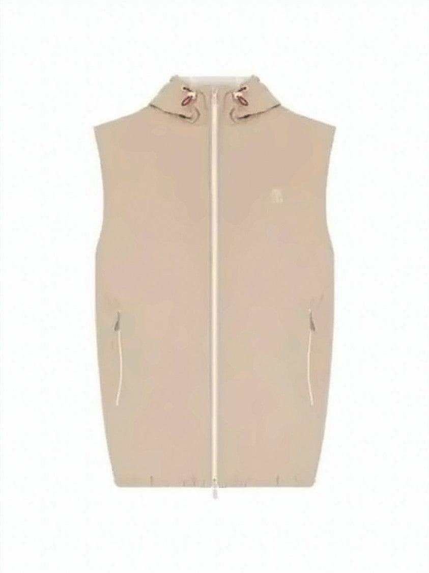 Brunello Cucinelli Sleeveless Hooded Vest With Zipper Closure