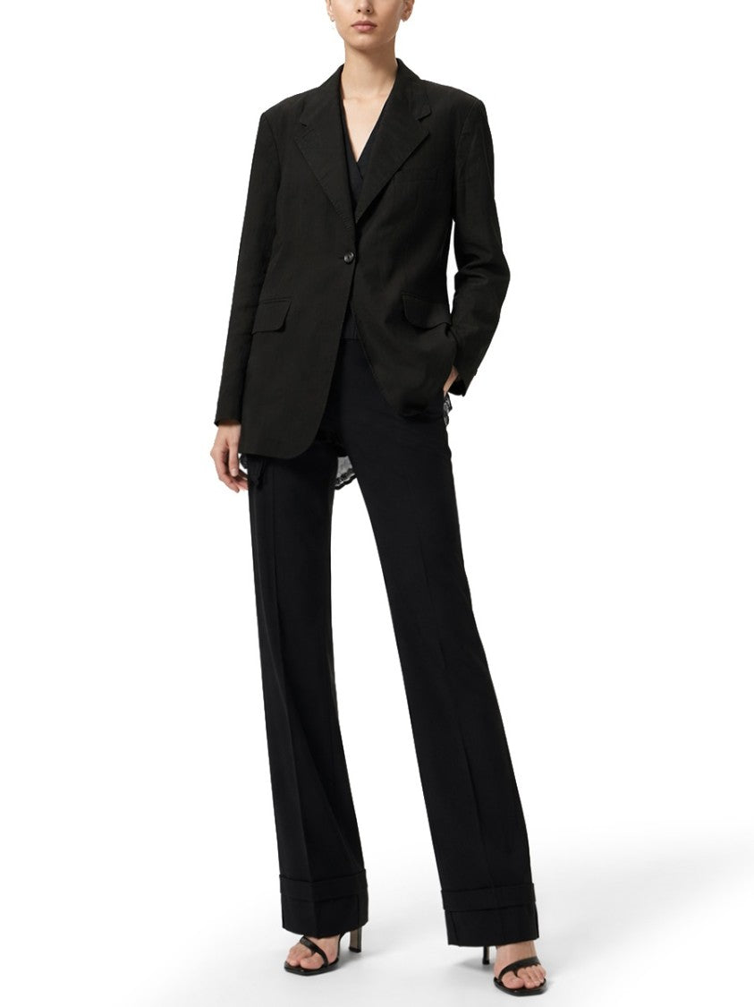 Our Legacy Black Reversible Loose Fit Lace Trim Blazer